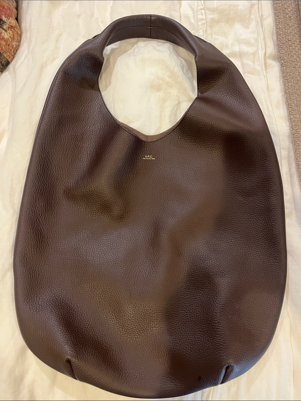 A.P.C. Dark Brown Pebbled Leather Hobo
